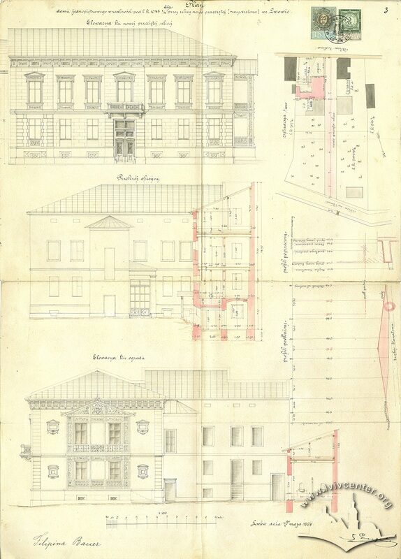 Первісний проект вілли Йозефа Енґеля для Філіпіни Бауер, 1886 рік