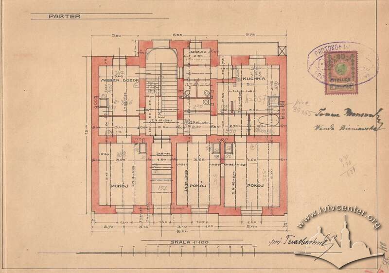 План першого поверху будинку, 1904