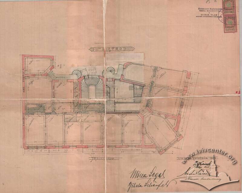 План четвертого поверху в первинному проєкті будинку 1904 року
