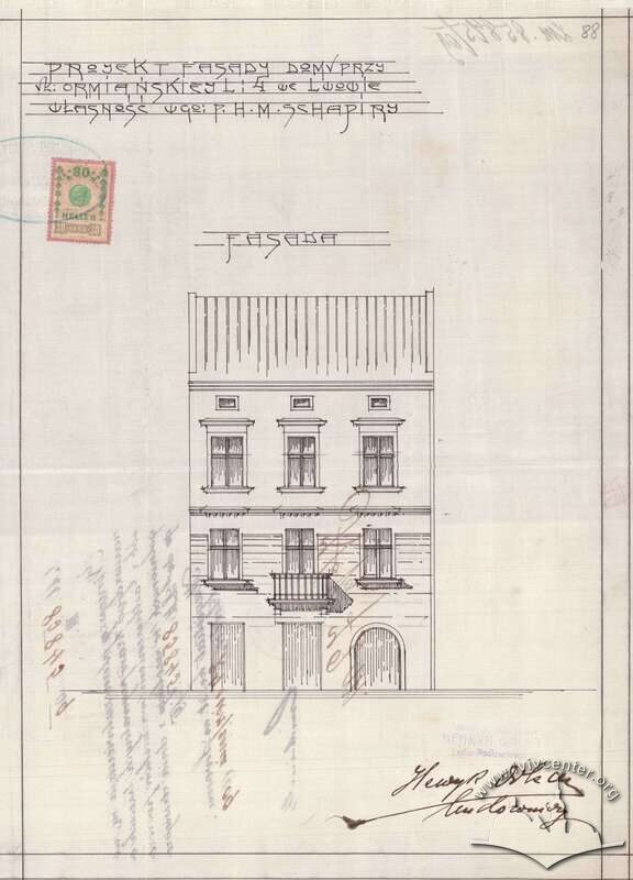 Креслення фасаду з 1910 року