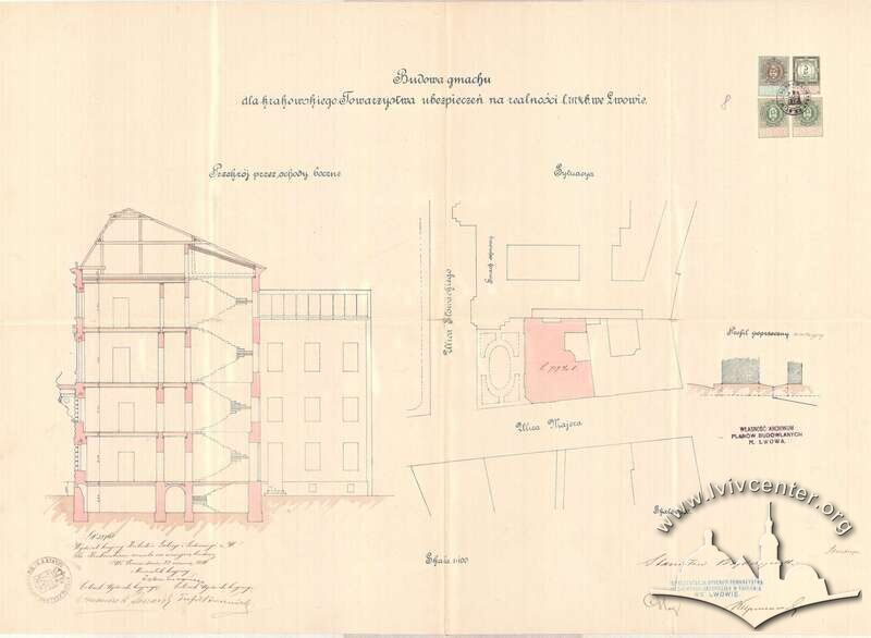 Розріз і ситуаційна схема з проєкту 1886 року