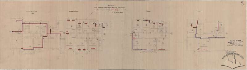 Креслення Б. Сілки 1942 року на прокладення системи центрального опалення