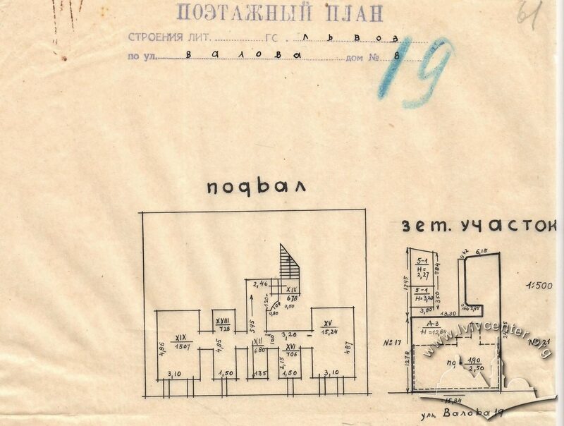 Планування підвалу. 1941 р.