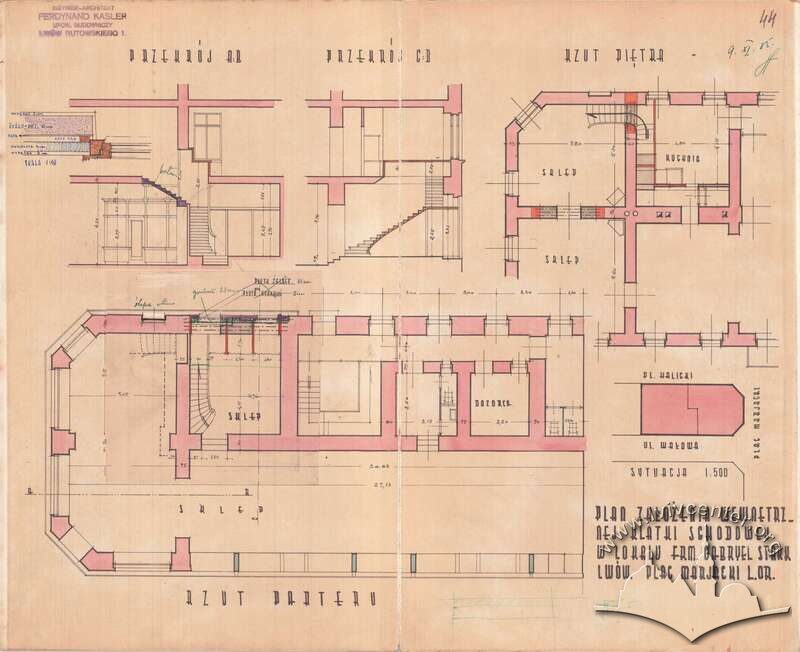 Проект влаштування внутрішніх сходів . 1938 р.