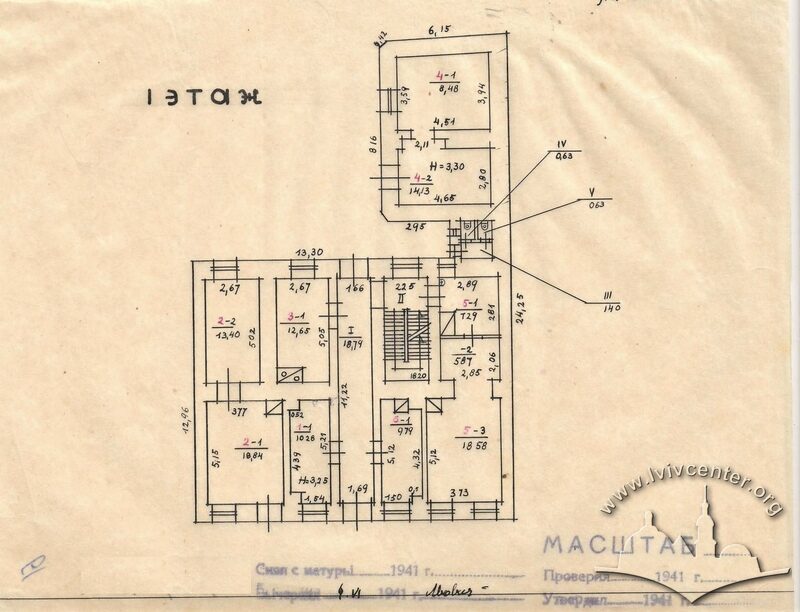 Планування 1 поверху. 1941 р.