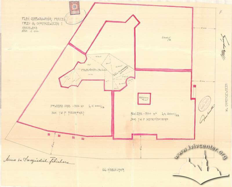 Ситуаційна схема для трьох будинків зведених у комплексі (1910)