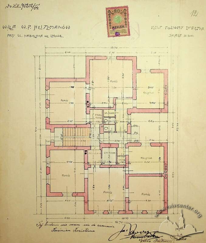 План 2-го поверху з первинного проєкту будинку (1904).