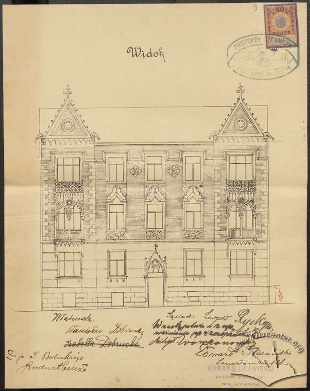 Первинний проєкт фасаду, 1910 рік