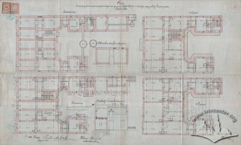 Первинні плани будинку з 1899 року авторства Іґнація Віняжа