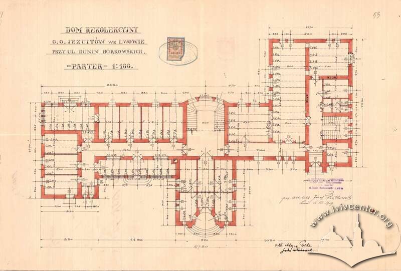 План 1-го поверху реколекційного дому, 1907