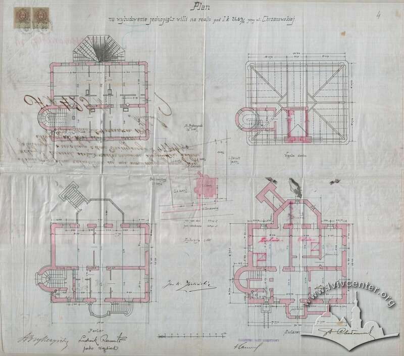 Плани вілли з проєкту 1895 року