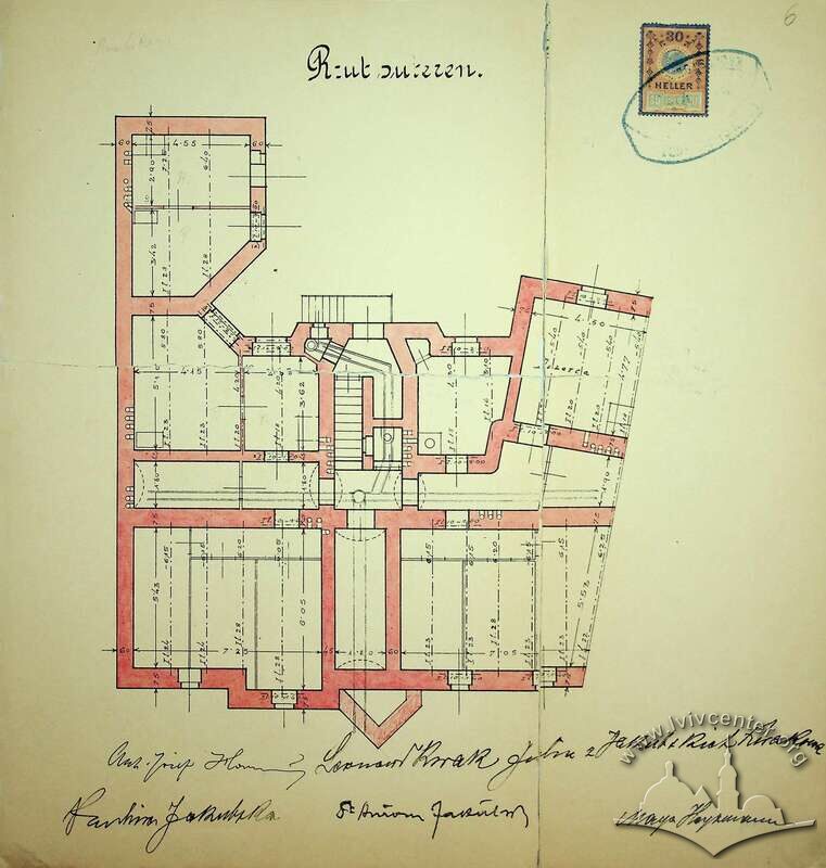 План підвалу з первинного проєкту будинку (1910). Виконав Юзеф Горнунґ