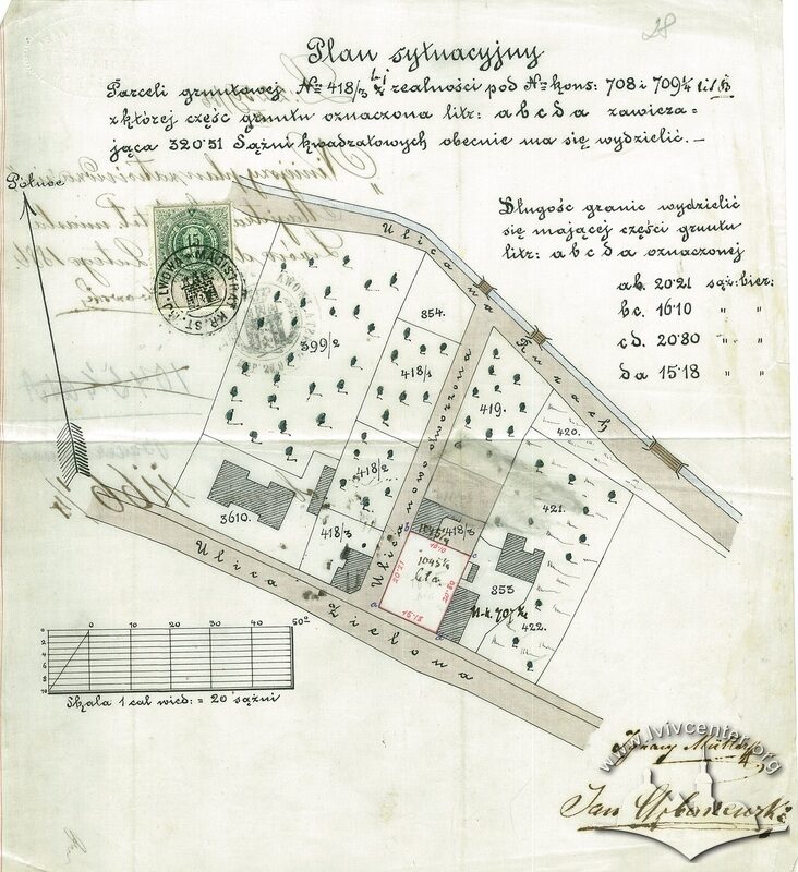 Ситуаційний план 1886 з виділенням ділянки вілли
