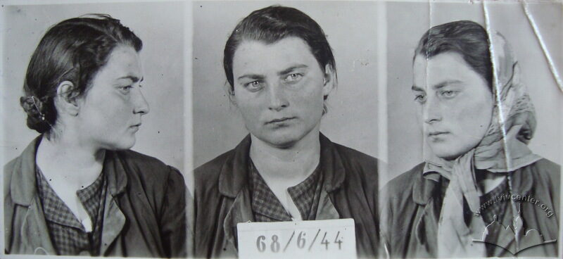 Поліційна фотографія та супровідний лист щодо необхідності опізнання українським поліцистом затриманої на вулиці єврейки Мані Арон