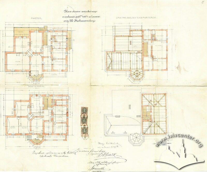 Плани вілли за проектом Вінцента Равського (1893)