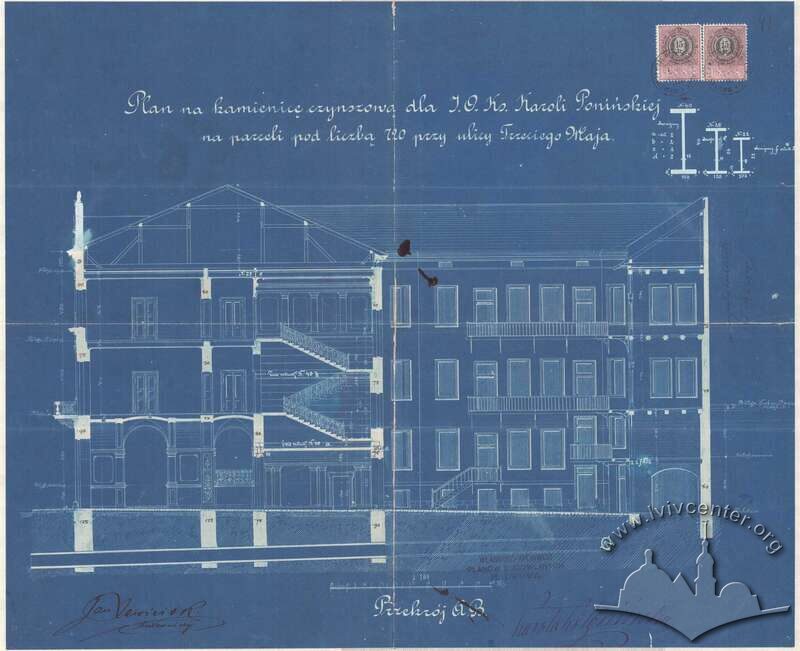 Розріз будинку з проєкту 1889 року