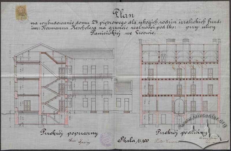Розрізи будинку з первинного проєкту 1895 року