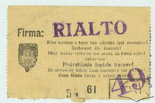 Вхідний квиток кінотеатру "Ріальто", 1938 р.