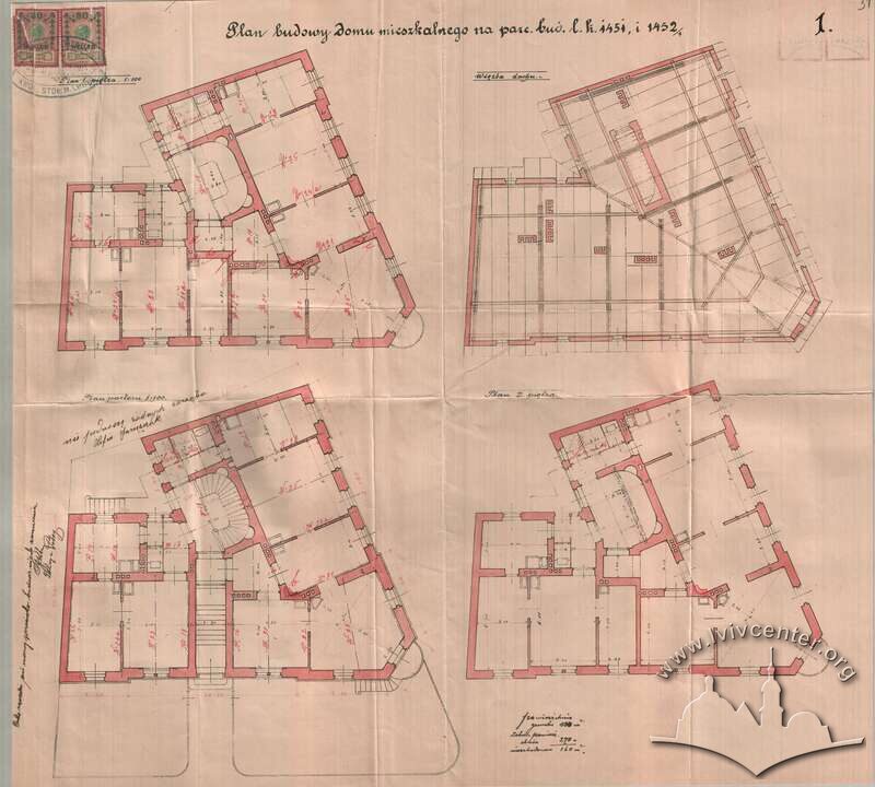 Початковий проєкт будинку з 1905 року, авторства Йозефа Браунзайса