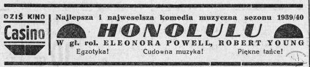 Реклама показу фільму в кінотеатрі "Казино" (1939-1940 рр.)