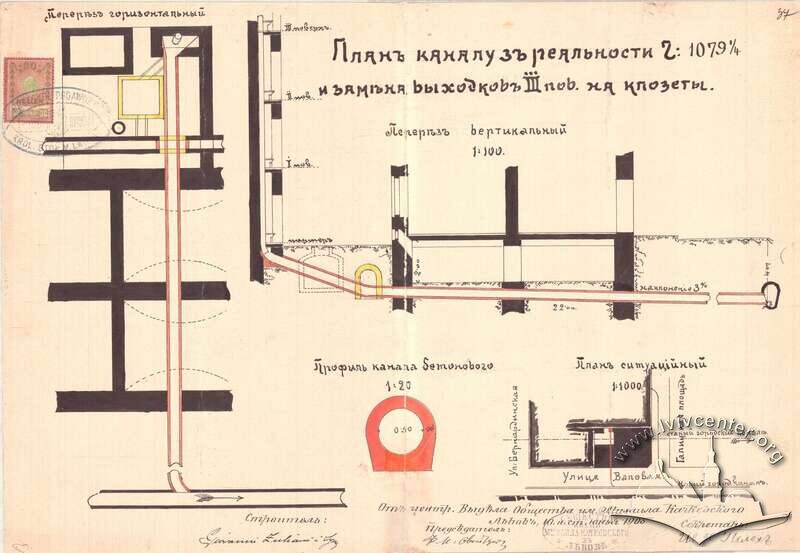 Проект каналізації. 1905 р.