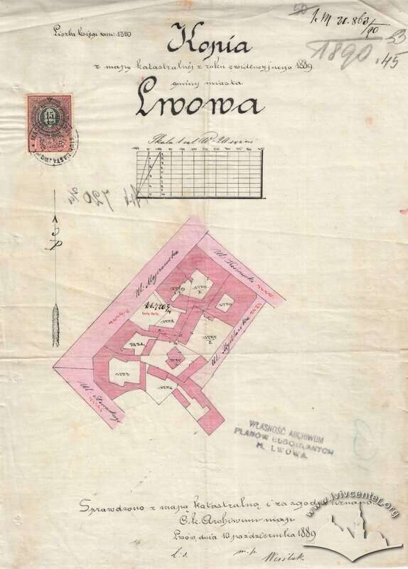 Ситуаційна схема до побудови цього будинку в 1889