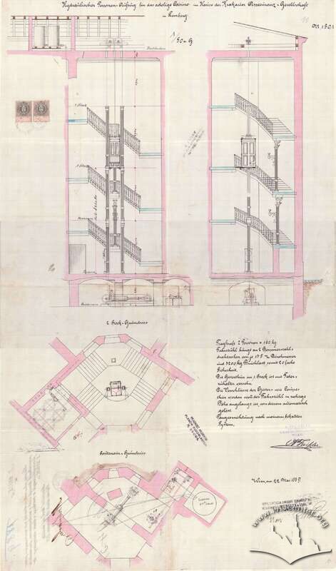 Проєкт встановлення ліфта, 1889