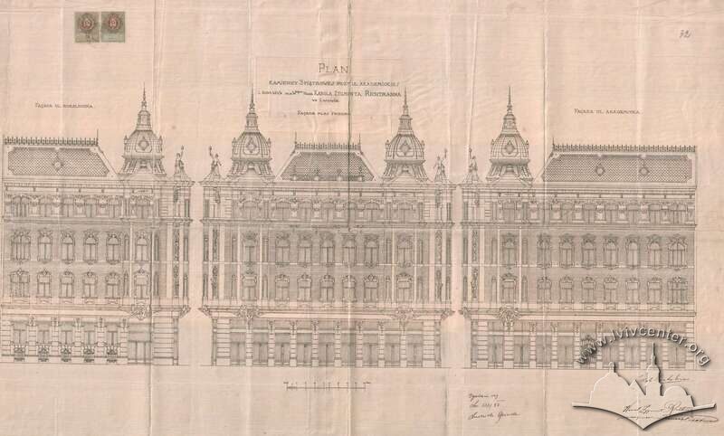 Проєкт фасаду (1897), який виконав Якуб Балабан для Кароль Зиґмунта Ріхтмана