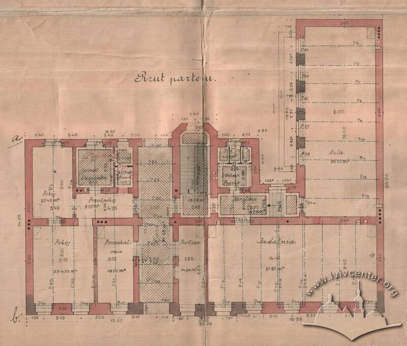 Первинний проєкт плану 1-го поверху, 1903, автор Антоній Фляйшль