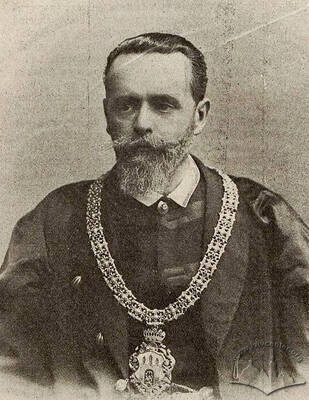 Фотопортрет Ґодзіміра Малаховського з церемоніальним ланцюгом президента Львова.