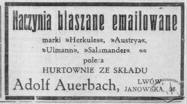 Реклама у газеті Chwila, 30.10.1921